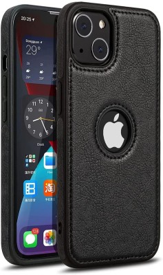 GoPerfect Back Cover for Apple iPhone 13 Mini |Premium Luxury Case| Dual Stiched |Real Leather| Slim Fit(Black, Grip Case, Pack of: 1)