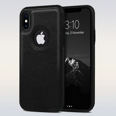 ClickAway Back Cover for Apple Iphone XS Max PU Leather Flexible Back Cover Case Designed(Black, Grip Case, Pack of: 1)