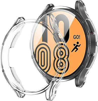 DPJ Front and Back Tempered Glass for Samsung Galaxy Watch 5 & 4 Screen Protector Case 44MM, Thin Soft TPU All-Around Bumper Cover with Screen Protector for Galaxy Watch 5 & 4 Accessories (44MM, Clear)(Pack of 1)