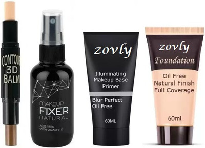 ZOVLY REVOLUTIONARY MAKEUP 3D BALM STICK WITH ALL GLAMOROUS GLOW SKIN FACE MAKEUP COMBO(4 Items in the set)