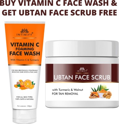 INTIMIFY VITAMIN C FACE WASH FOR WOMEN & MEN & UBTAN FACE GLOWING SCRUB(2 Items in the set)