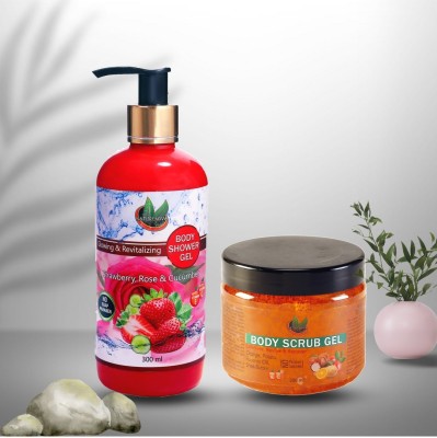 NatureNova Herbals Body Wash (300 ml) & Body Scrub (200 ml) Combo Pack of 2(2 Items in the set)