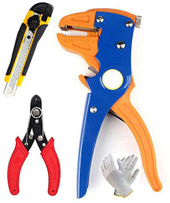 metrotools Automatic Wire Strippers Stripping Diameter Can Be Adjusted 1X 1Pair hand gloves 1X knife cutter and 1PC wire cutter Wire Cutter