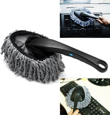 ZURU BUNCH 1PCS Plastic Handle Car Duster Wax Mops Microfiber Mini Wax Brush Dust Removal Microfibre Wet and Dry Brush(Grey)