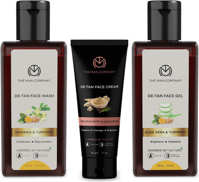 THE MAN COMPANY De-Tan Radiance Kit for Skin Brightening with Face Wash, Gel & Cream (100 ml)