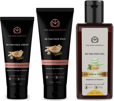 THE MAN COMPANY De-Tan Power Trio Kit with Face Pack, Face Cream & Face Gel for Skin Brightening (100 ml)