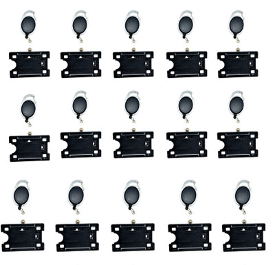 AKAN Plastic ID Badge Holder, ID Badge Reel(Pack of 15)