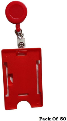 NSSP Plastic, Stainless Steel ID Badge Reel, ID Badge Holder(Pack of 50)