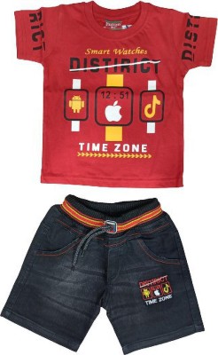 FASHION BOY Boys Casual T-shirt Shorts(RED)