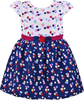 Wishkaro Girls Midi/Knee Length Casual Dress(Multicolor, Cap Sleeve)