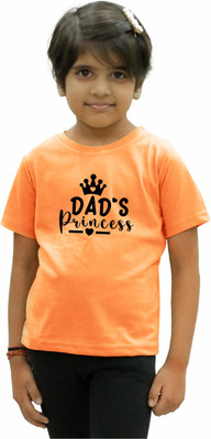 CHOMBOOKA Boys Typography, Printed Cotton Blend Regular T Shirt(Orange, Pack of 1)