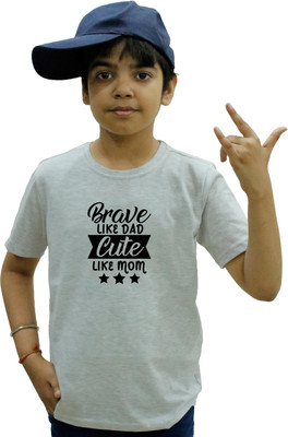 CHOMBOOKA Boys Typography Cotton Blend Regular T Shirt(Grey, Pack of 1)