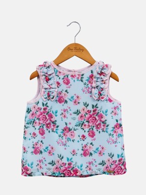 One Friday Baby Girls Casual Polyester Blend Top(Blue, Pack of 1)