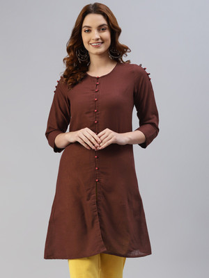 SVARCHI Women Solid Straight Kurta(Maroon)