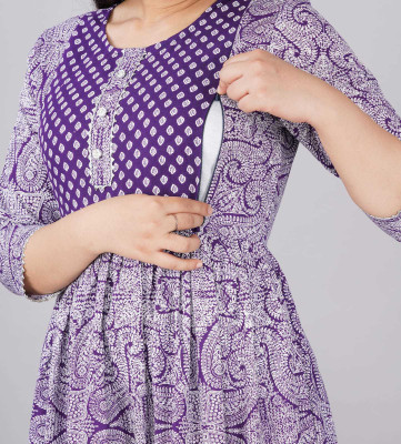 SONAVA CLUB Women Printed Anarkali Kurta(Blue)