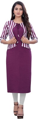 CREATIVE FAB Women Striped A-line Kurta(Purple)