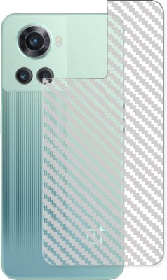 SOMTONE OnePlus 10R 5G Back Carbon Fiber Skin Tempered Glass Guard Mobile Skin(Transparent)