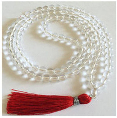 RATAN BAZAAR White Sphatik Beads Leb Tested Chain Mala For Women Crystal Stone Chain
