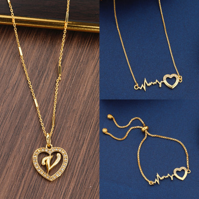 BOGHRA SALES Diamond Gold-plated Plated Alloy Chain Set