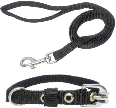 Modern Pets House 0.75 Inch Collar Leash with Anti-Slip Handle (Medium, Black) Dog Collar & Leash(Medium, Black)