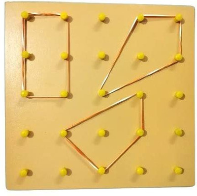 DgCrayons Wooden Geo Board Peg Puzzle with 25 Pins & Rubber Bands, Geometrical Shape Board(1 Pieces)