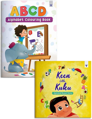 Keen Little Kuku - A Alphabet Story Book And ABCD Colouring Book For Kids | Perfect Bedtime Stories And Colour Alphabets Activity | Read And Practice| Set Of 2(Paperback, Content Team at Target Publications, Namita Das)