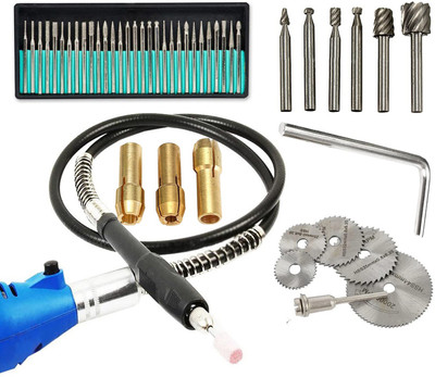 metrotools 6Pc Circular Saw Blade Grinder Shaft 30Pc Diamond Burs 6pc HSS Rotary Burs Rotary Tool Accessories Kit Mini with 3.2mm Mandrel in Electric Drill Rotary Bit Set(45 Bits)