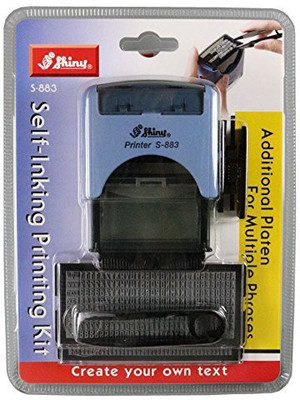 SHINY S-883 Self Inking Stamp Printing Kit DIY Set Self Ink Stamp KIT(4 lines of text, Blue)