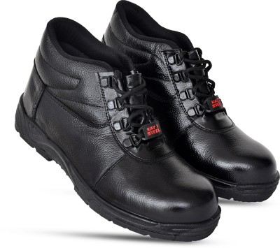 kay1steel Steel Toe Genuine Leather Safety Shoe(Black, S1, S1P, Size 9)