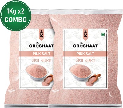 Groshaat Pink Salt ( Sendha Namak) - 1Kg Each (Pack of 2) Himalayan Rock Salt(2000 g, Pack of 2)