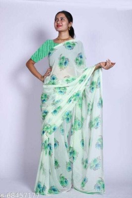 OM Fashion Printed Daily Wear Polyester Saree(Multicolor)