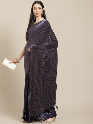 ANOUK Printed Bollywood Polyester Saree(Dark Blue)