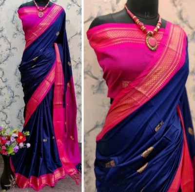 Paithni Woven Paithani Pure Silk Saree(Blue)