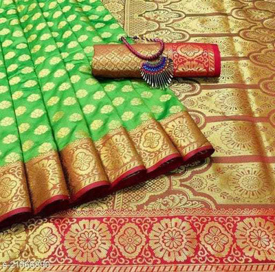 jayant creation Embellished Banarasi Art Silk Saree(Light Green)