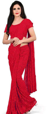 Aarya creation Self Design Bollywood Net Saree(Red)