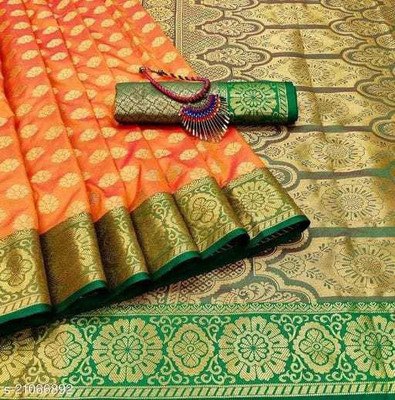 jayant creation Embellished Banarasi Art Silk Saree(Orange)