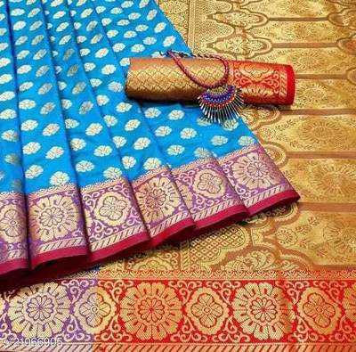 jayant creation Embellished Banarasi Art Silk Saree(Blue)