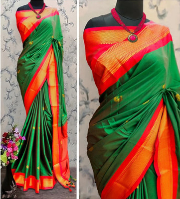 Paithni Woven Paithani Pure Silk Saree(Green)