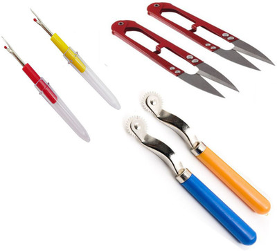 Crafts Haveli 3 Items Combo : 2 Seam Ripper, 2 Tracing Wheel & 2 Thread Cutter Sewing Kit
