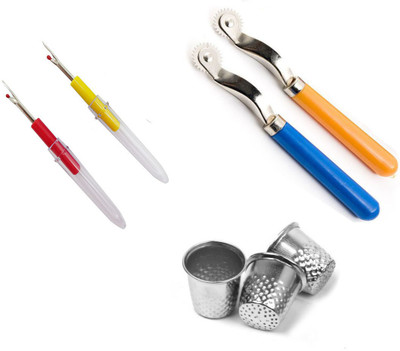 Crafts Haveli 3 Items Combo : 2 Seam Ripper, 2 Tracing Wheel & 3 Thimble Sewing Kit
