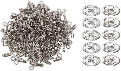 Kunfaya 50Pc Silver Steel Blouse Hook + 40Pc Tich Button/Snap Fasteners Sewing Kit