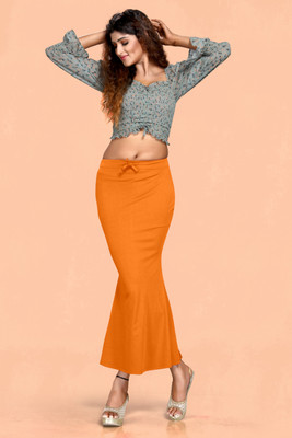 SCUBE DESIGNS Flare Comfy Saree Shapewear Orange (M) Nylon Blend Petticoat(M)