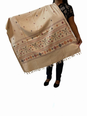 Zaria Fabs Polyester Wool Blend Printed Women Shawl(Beige)