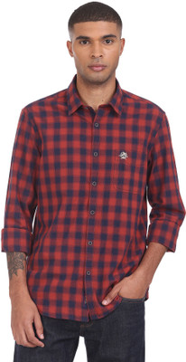U.S. POLO ASSN. Men Checkered Casual Brown Shirt
