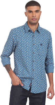 U.S. POLO ASSN. Men Printed Casual Blue Shirt