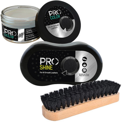 Pro Shoe Care 3 in 1 Pack Shoe Cream Sponge Shiner Brush Leather Shoe Cream(Multicolor)