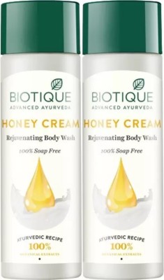 BIOTIQUE Honey Cream Body wash 380ml ( pack of 190ml*2) (2 x 190 ml)  (360 ml)