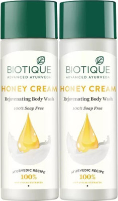 BIOTIQUE Honey Cream Body wash 380ml ( pack of 190ml*2) (2 x 190 ml) (360 ml)
