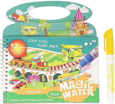 Synlark Magic Water Painting Reusable Book with12 Exploration Scene for Kid Multi-Design(Multicolor)