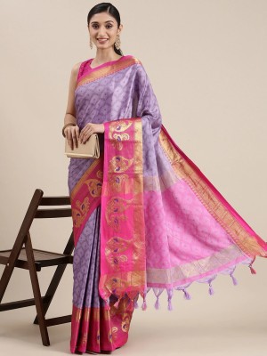 Pandadi Saree Self Design Daily Wear Cotton Silk Saree(Purple)